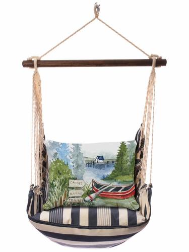 Marina Stripe Lake Canoe Hammock Chair Swing Set - Click to enlarge