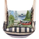 Marina Stripe Lake Canoe Hammock Chair Swing Set