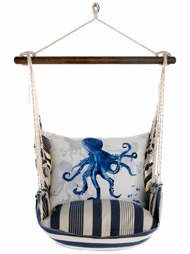 Marina Stripe Octopus Indigo Hammock Chair Swing Set - Click to enlarge
