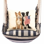 Marina Stripe Patriotic Collies Hammock Chair Swing Set