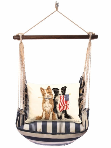 Marina Stripe Patriotic Collies Hammock Chair Swing Set - Click to enlarge