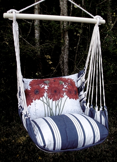 Marina Stripe Red Gerberas Hammock Chair Swing Set - Click to enlarge