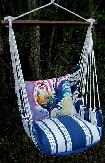 Marina Stripe Rooster Hammock Chair Swing Set - Click to enlarge