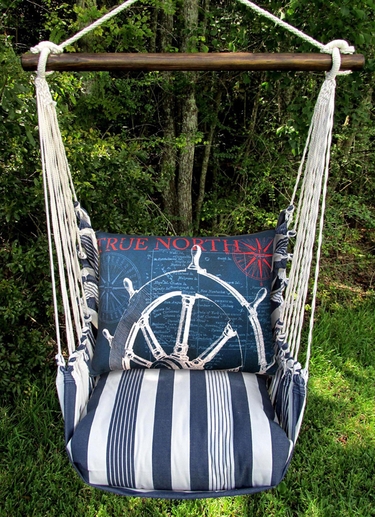 Marina Stripe Sailboat Wheel Hammock Chair Swing Set - Click to enlarge
