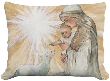 Mary and Baby Jesus Outdoor Pillow - Click to enlarge