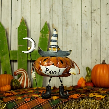 Witch Themed Jack-O-Lantern with Face Mask - Click to enlarge