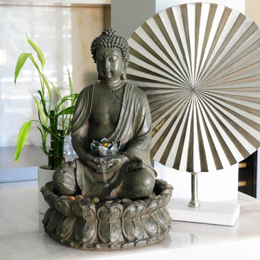 Meditating Buddha Water Feature w/LED Light - Click to enlarge