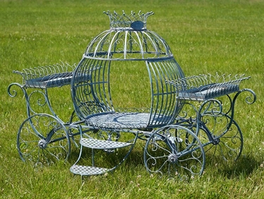Medium Cinderella Carriage Flower Stand - Frosted Blue - Click to enlarge