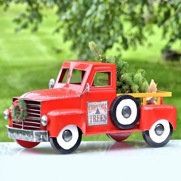 Medium Red Christmas Truck w/LED Tree - Click to enlarge