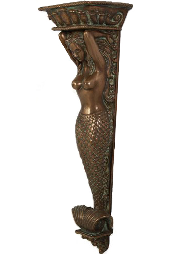 Mermaid Nautical Wall Pilaster - Bronze Finish - Click to enlarge