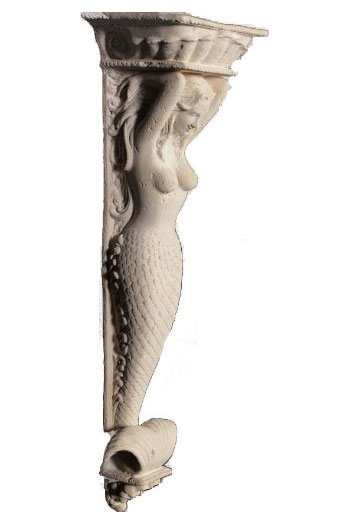 Mermaid Nautical Wall Pilaster - Roman Stone - Click to enlarge