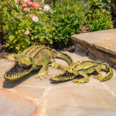 Metal Alligator Garden Statues (Set of 2) - Click to enlarge