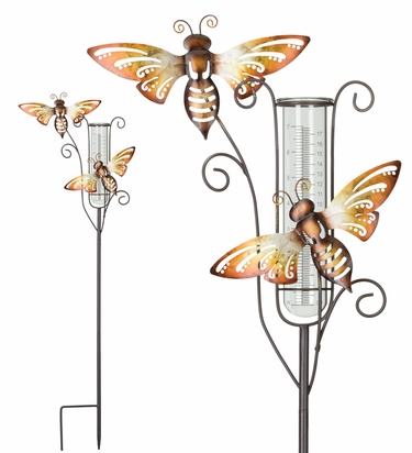 Metal Bee Rain Gauge Stakes (Set of 2) - Click to enlarge