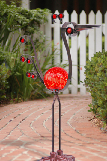 Metal Bird w/Red LED light - Click to enlarge