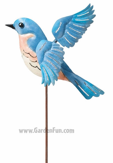 Metal Bluebird Jiggle Wings Stake - Click to enlarge