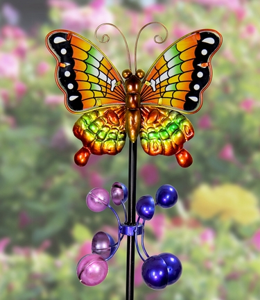 Metal Butterfly Wind Spinner - Orange - Click to enlarge