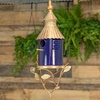 Metal & Cobalt Blue Porcelain Hanging Birdhouse
