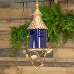 Metal & Cobalt Blue Porcelain Hanging Birdhouse Metal & Cobalt Blue Porcelain Hanging Birdhouse