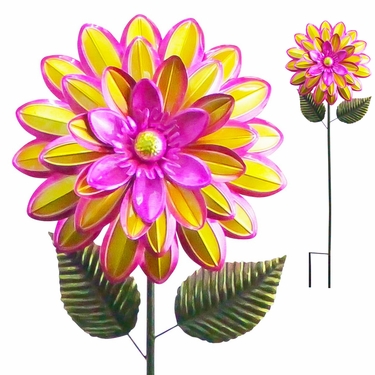 Metal Dahlia Flower Stake - Pink - Click to enlarge