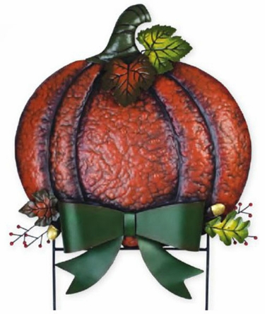 Metal Fall Pumpkin w/Bow - Click to enlarge