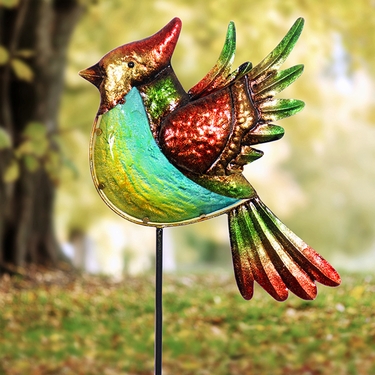 Metal & Glass Bird Garden Stake - Click to enlarge