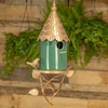 Metal & Green Porcelain Hanging Birdhouse