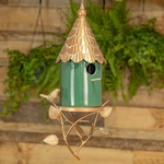 Metal & Green Porcelain Hanging Birdhouse Metal & Green Porcelain Hanging Birdhouse