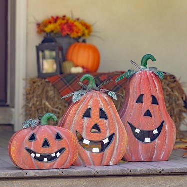 Metal Pumpkin Jack-O-Lanterns (Set of 3) only $159.99 at