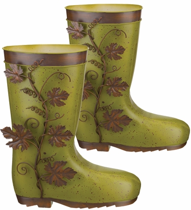 Metal Leaves Boot Planters (Set of 2) - Click to enlarge