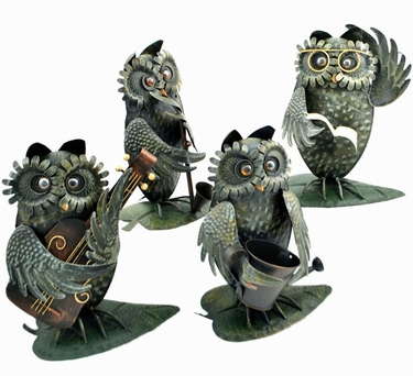 Metal Owl Musicians Decor (Set of 4) - Click to enlarge
