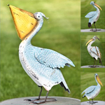 Metal Coastal Blue Pelicans (Set of 4) Metal Coastal Blue Pelicans (Set of 4)