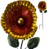Metal Poppy Flower Garden Stake - Yellow