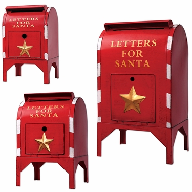 Red Santa Mailboxes (Set of 3) - Click to enlarge