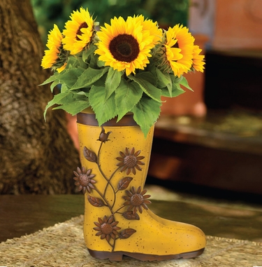 Metal Sunflower Boot Planters (Set of 2) - Click to enlarge