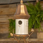 Metal & White Porcelain Hanging Birdhouse Metal & White Porcelain Hanging Birdhouse