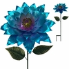 Metal Zinnia Flower Stake - Blue