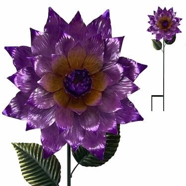 Metal Zinnia Flower Stake - Purple - Click to enlarge