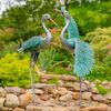 Metallic Iron Crane Metal Figurines (Set of 2)