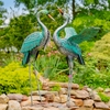 Metallic Iron Heron Metal Figurines (Set of 2)