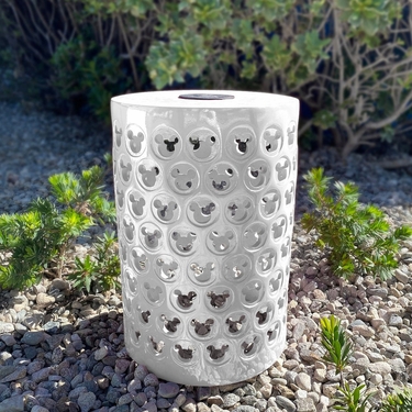 Mickey Mouse Solar Ceramic Garden Stool - White - Click to enlarge