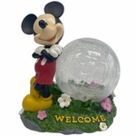 Mickey Statue w/Solar Crackle Glass Ball