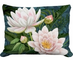 Midnight Garden Water Lilies Outdoor Pillow