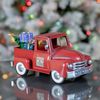 Mini Metal Truck w/Christmas Tree & Gifts - Antique Red
