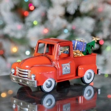 Mini Metal Truck w/Christmas Tree & Gifts - Glossy Red - Click to enlarge