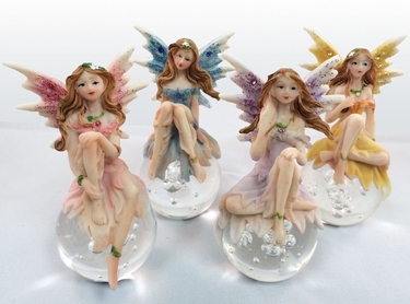 Miniature Fairy w/Gazing Ball (Set of 4) - Click to enlarge