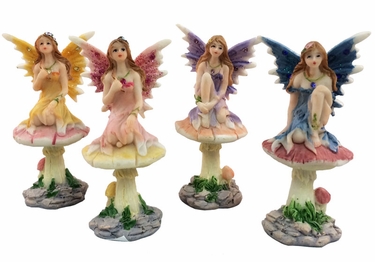 Miniature Fairy w/Mushroom (Set of 4) - Click to enlarge