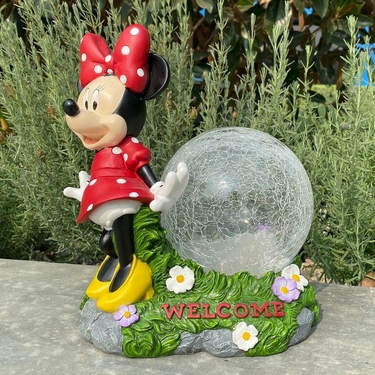 Minnie Statue w/Solar Crackle Glass Ball - Click to enlarge