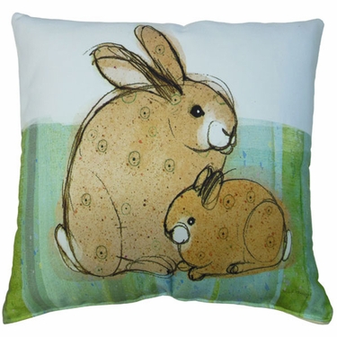 Mother & Baby Rabbit Outdoor Pillow - Click to enlarge