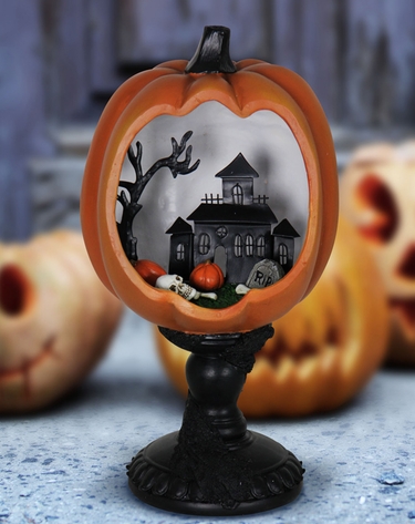 Mounted Pumpkin w/LED Mansion Scene - Click to enlarge