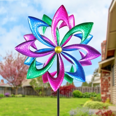 Multicolor Pinwheel Garden Wind Spinner - Click to enlarge